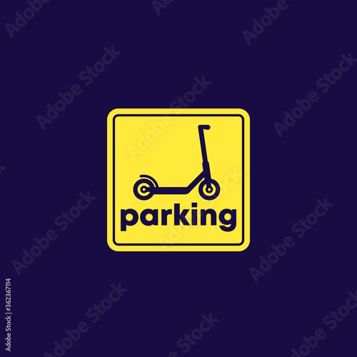 kick scooter parking sign, vector