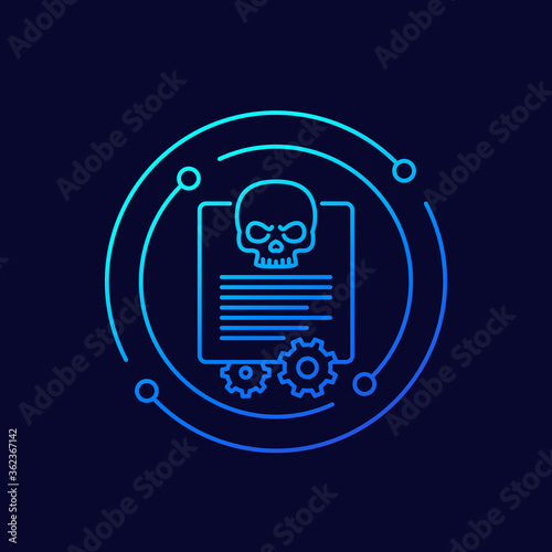 malware, cyber attack line vector icon