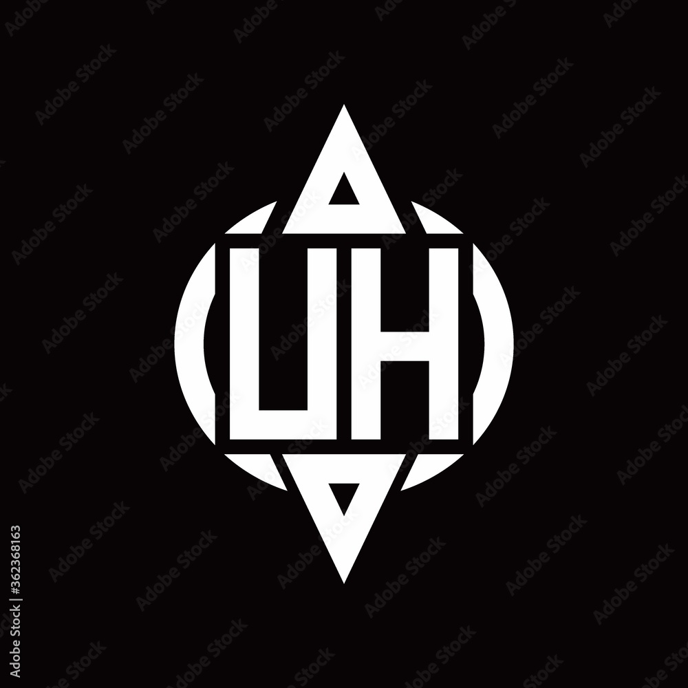 UH Logo with circle rounded combine triangle top and bottom side design template