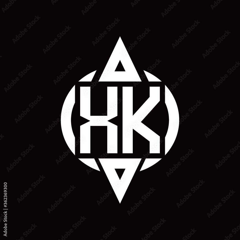 XK Logo with circle rounded combine triangle top and bottom side design template XK Logo with circle rounded combine triangle top and bottom side design template