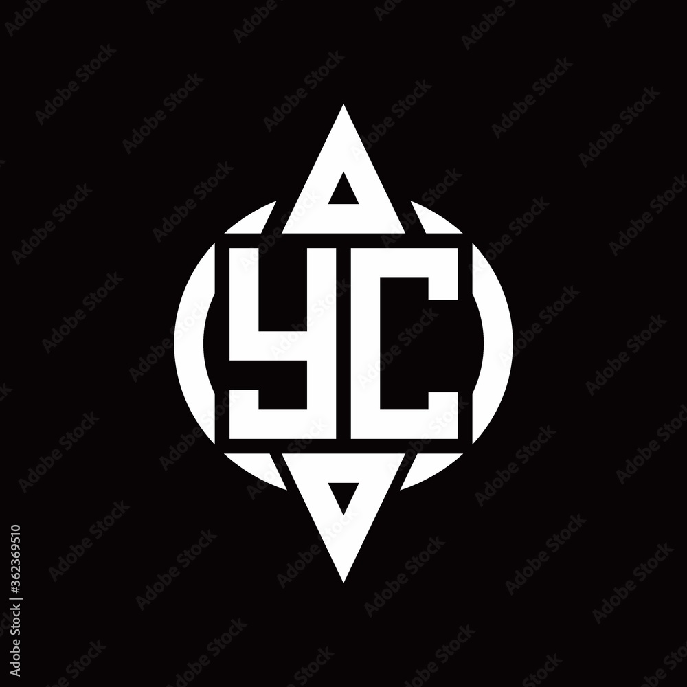 YC Logo with circle rounded combine triangle top and bottom side design template YC Logo with circle rounded combine triangle top and bottom side design template