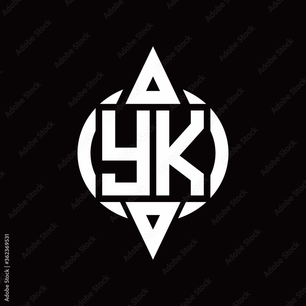YK Logo with circle rounded combine triangle top and bottom side design template YK Logo with circle rounded combine triangle top and bottom side design template