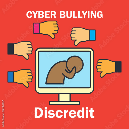 cyber bullying on internet for cyber bullying concept. vector illustration