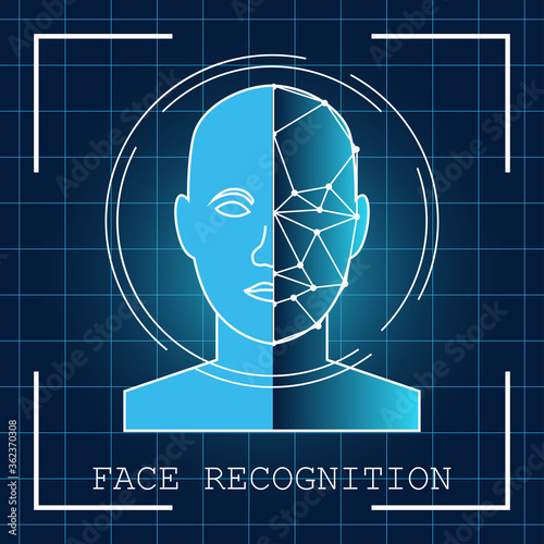 human face recognition scanning system. vector illustration