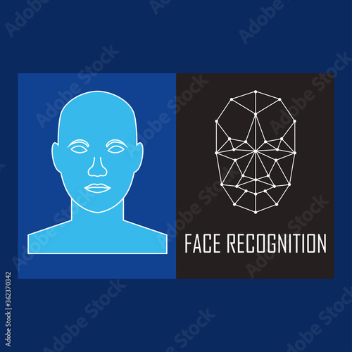 human face recognition scanning system. vector illustration