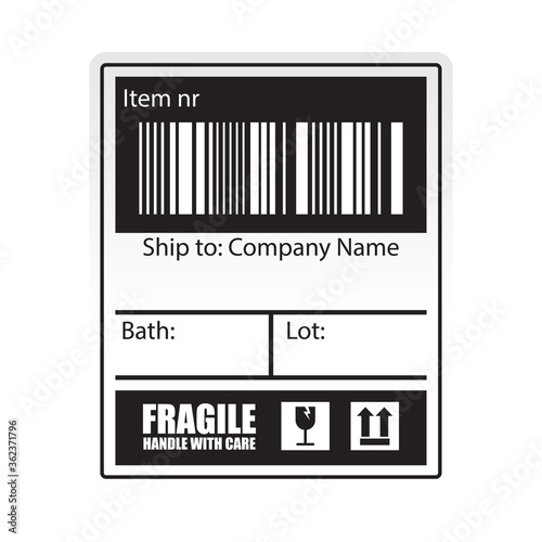 shipping barcode label sticker for shipping company. vector illustration