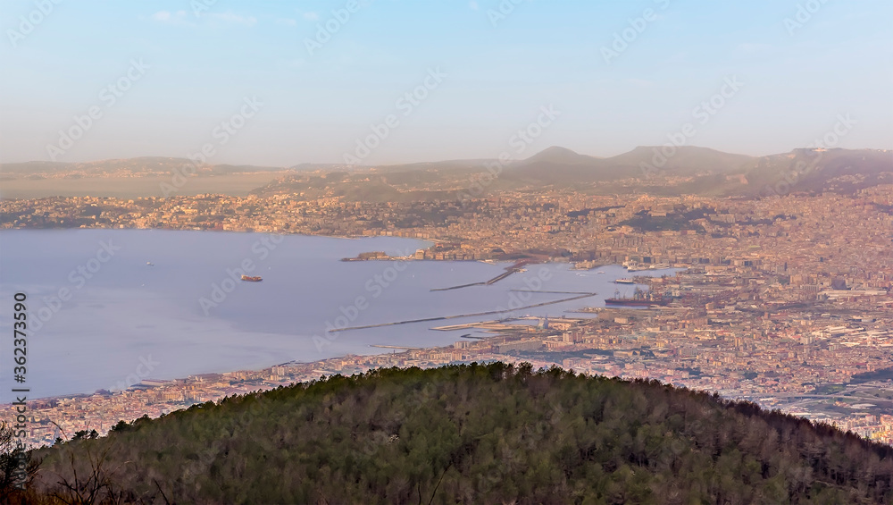 A view of Naples from the foothills of Vesuvius, Italy