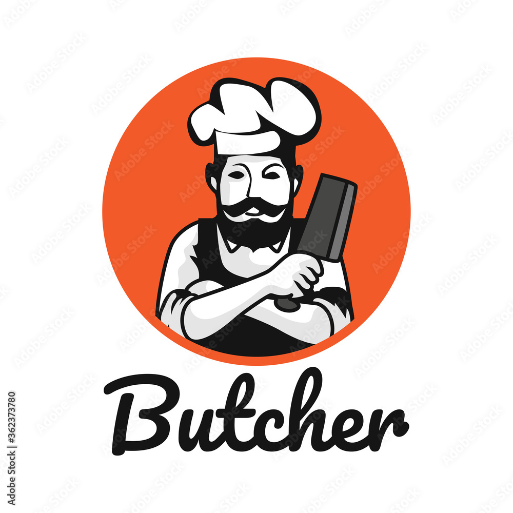 butcher logo isolated on white background. vector illustration