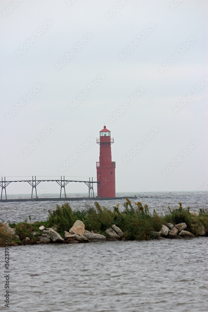 Lighthouse along Lake Michigan
