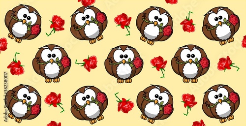 The owl with rose pattern