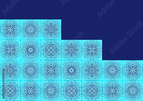 Italian ceramic tile pattern. Mediterranean porcelain pottery.