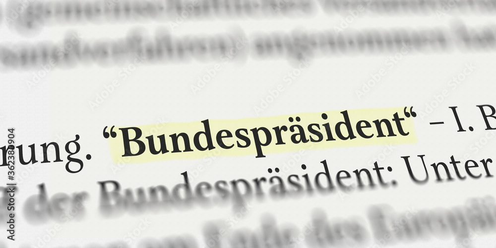 Bundespräsident im Buch mit Textmarker markiert Bundespräsident im Buch mit Textmarker markiert