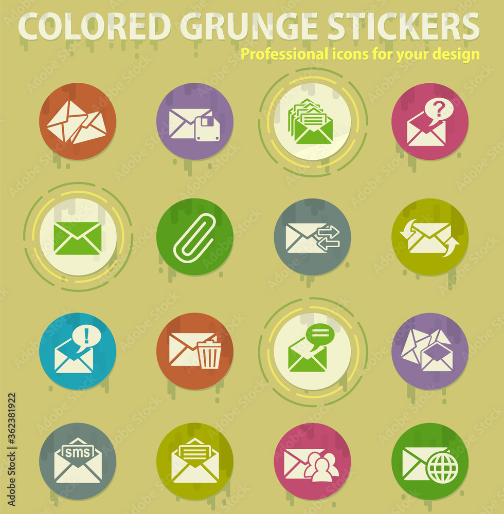 mail and envelope colored grunge icons