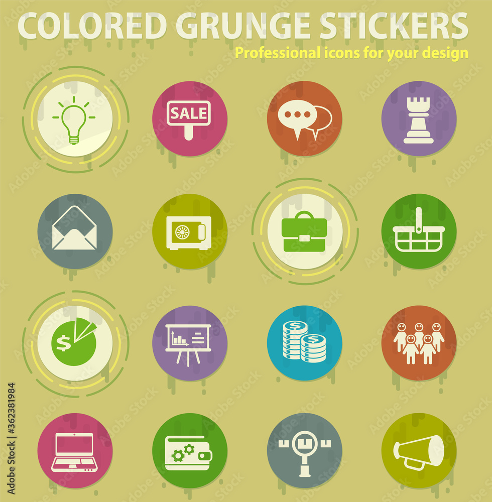 Fototapeta premium marketing colored grunge icons