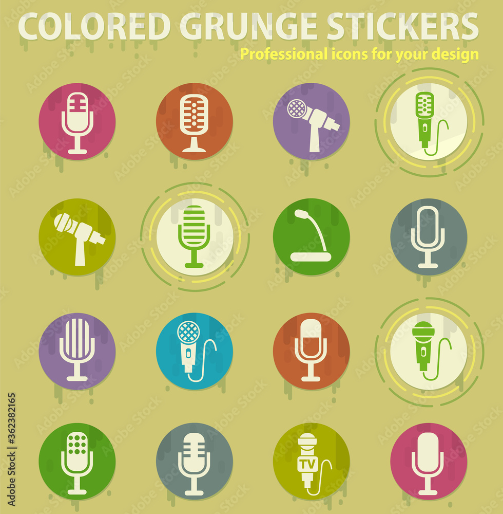 Fototapeta premium microphone colored grunge icons