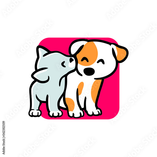 DogyCaty Logo Cartoon Character. Logo template made on Animals or 
pets theme with simple contents. Unique cartoon design for blog, 
hotel, pet shop, veterinary clinic, etc