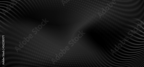 Abstract. Digital wavy doted black background. Technology concept. vector.