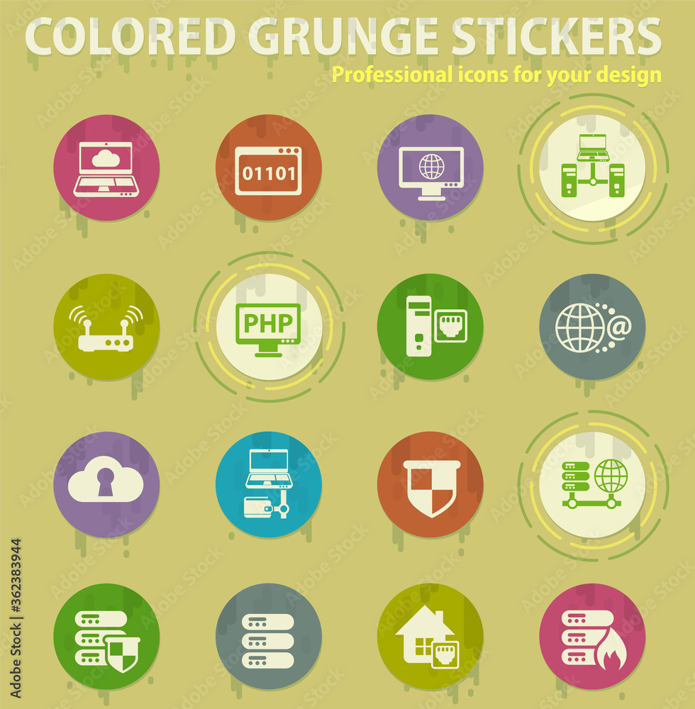 server colored grunge icons