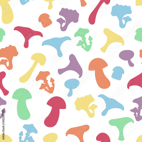 Seamless pattern with silhouettes of mushrooms