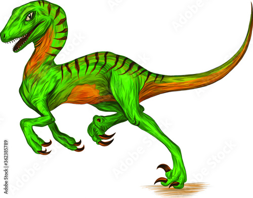 dinosaur hypsilophodon green reptile vector illustration photo
