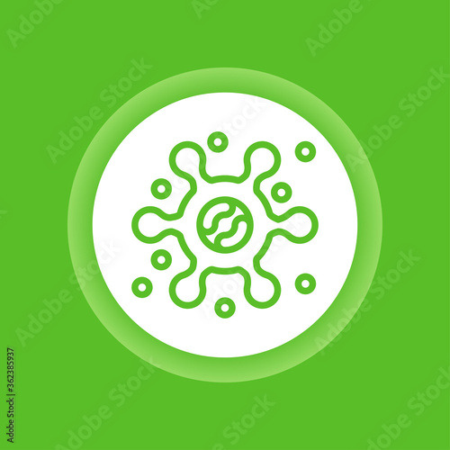 Virus color button. Bacteria, microorganism icon. Pictogram for web page, mobile app, promo. Editable stroke.