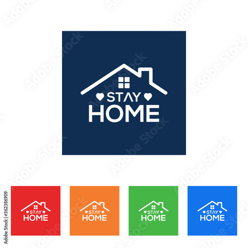 Stay At Home Text Under House Roof.