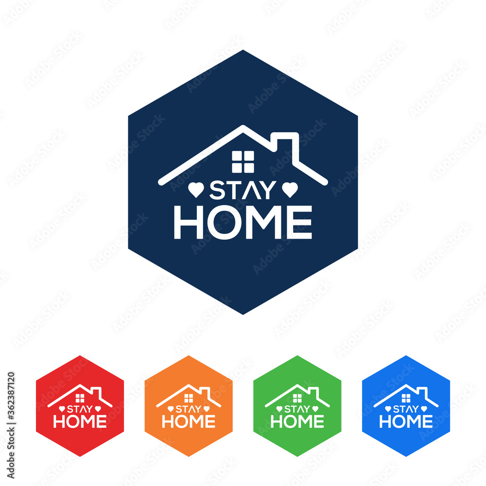 Stay At Home Text Under House Roof. Stay At Home Text Under House Roof.
