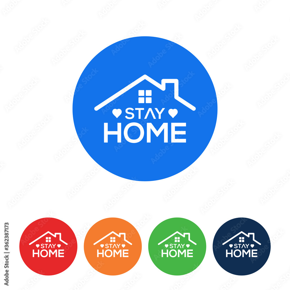 Stay At Home Text Under House Roof. Stay At Home Text Under House Roof.