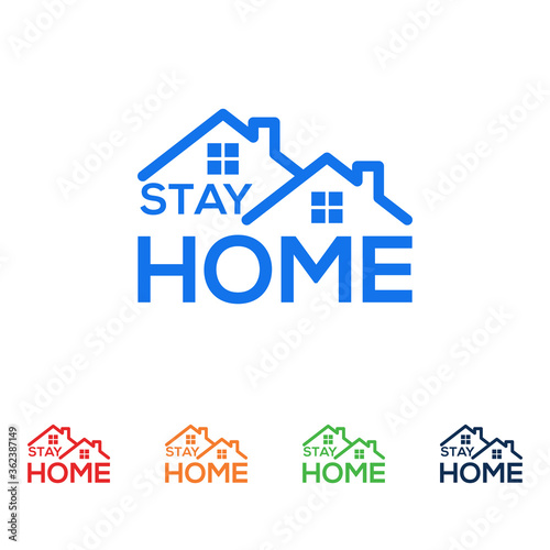 Stay At Home Text Under House Roof.