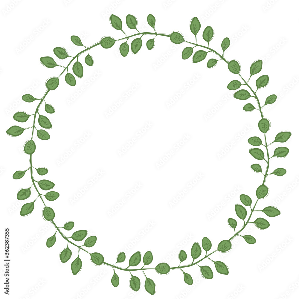 Wreath of branches with leaves without background, vector frame Wreath of branches with leaves without background, vector frame