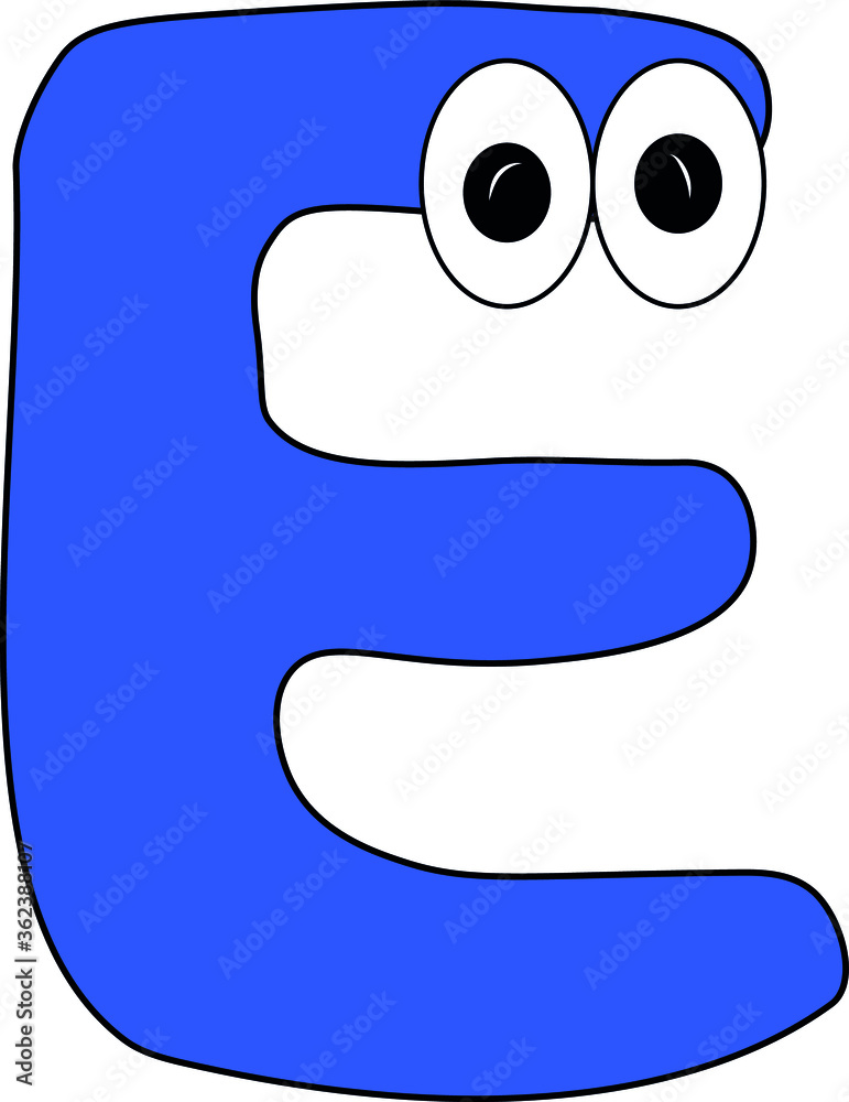 Funny children's colorful bright alphabet. The Letter E. Funny round surprised eyes. A friendly image. Joking friends of the letter. Funny children's colorful bright alphabet. The Letter E. Funny round surprised eyes. A friendly image. Joking friends of the letter.