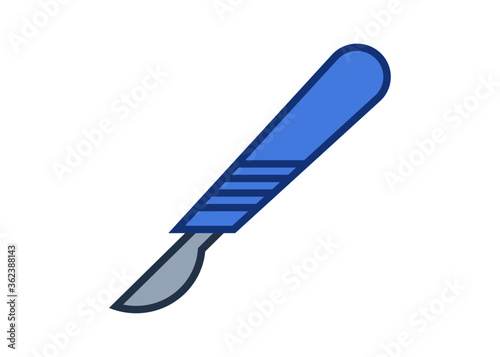 knife isolated on white, Medical scalpel vector icon. Hospital surgery knife sign illustration.