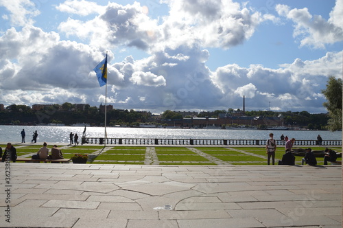 Photography old town hall stockholm flags