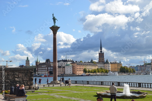 Photography view of an old town hall stockholm monument