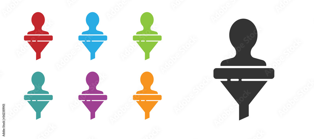 Black Head hunting icon isolated on white background. Business target or Employment sign. Human resource and recruitment for business. Set icons colorful. Vector.