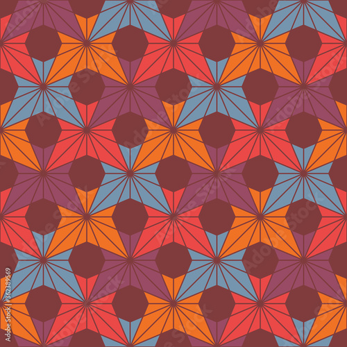 Wallpaper Mural Seamless pattern with bright maple leaves. Repeated orchid flowers. Floral background Traditional japanese asanoha motif Torontodigital.ca