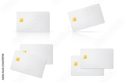 3D Mock up Blank Credit Card with Chip on transparent Background. E-commerce banking for shopping template concept design.