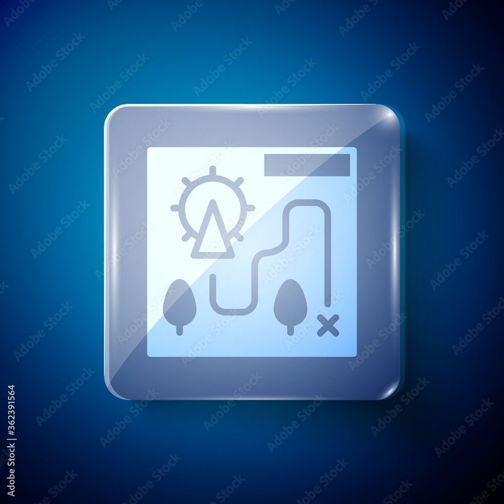 White Amusement park map icon isolated on blue background. Entertainment in vacation. Square glass panels. Vector. White Amusement park map icon isolated on blue background. Entertainment in vacation. Square glass panels. Vector.
