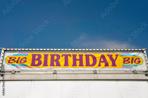 Birthday sign at a traveling fair.