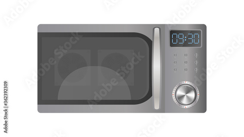 Microwave in a realistic style. Kitchen microwave oven isolated on a white background. Vector.
