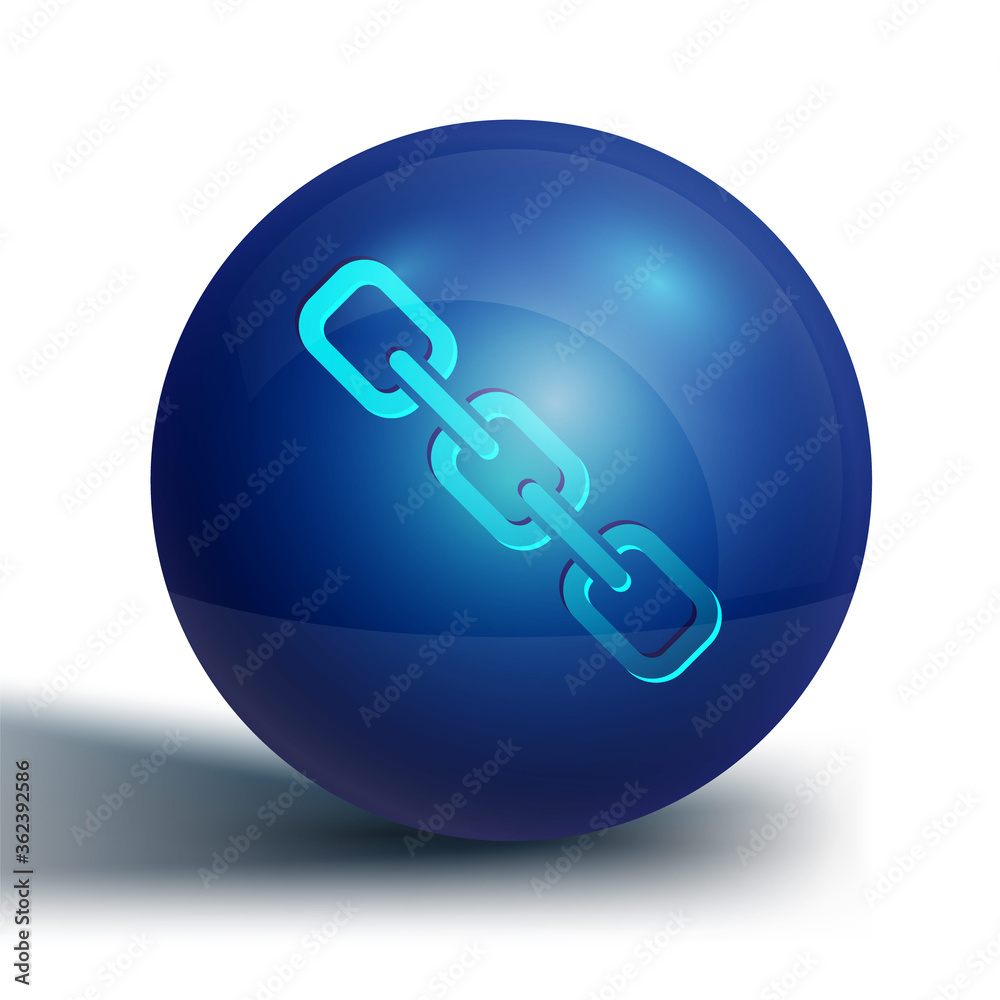 Blue Chain link icon isolated on white background. Link single. Hyperlink chain symbol. Blue circle button. Vector. Blue Chain link icon isolated on white background. Link single. Hyperlink chain symbol. Blue circle button. Vector.