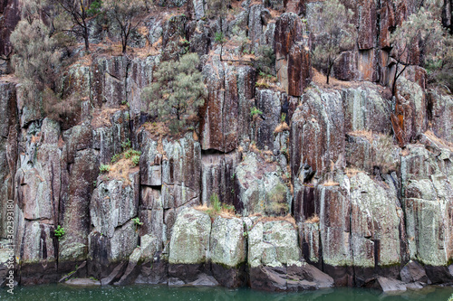 Rock face at Cataract Gorge in Launceston, Tasmania Australia photo