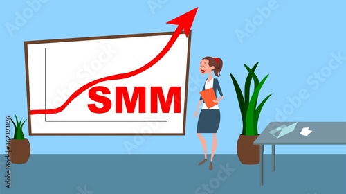 SMM increase red graph with business women