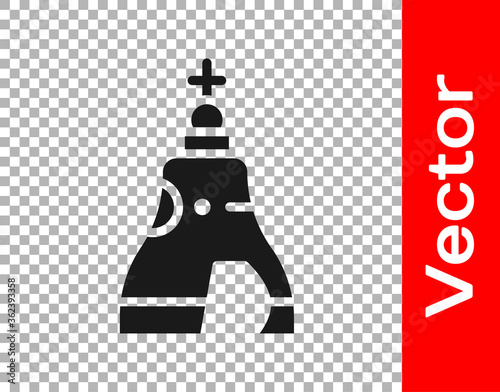 Black The Tsar bell in Moscow monument icon isolated on transparent background. Vector.