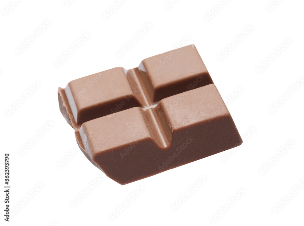 Fototapeta premium Piece of delicious milk chocolate isolated on white