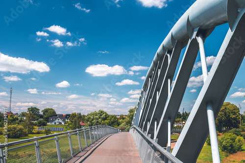 Obraz na płótnie Pedestrian bridge in Wronki, Poland w salonie