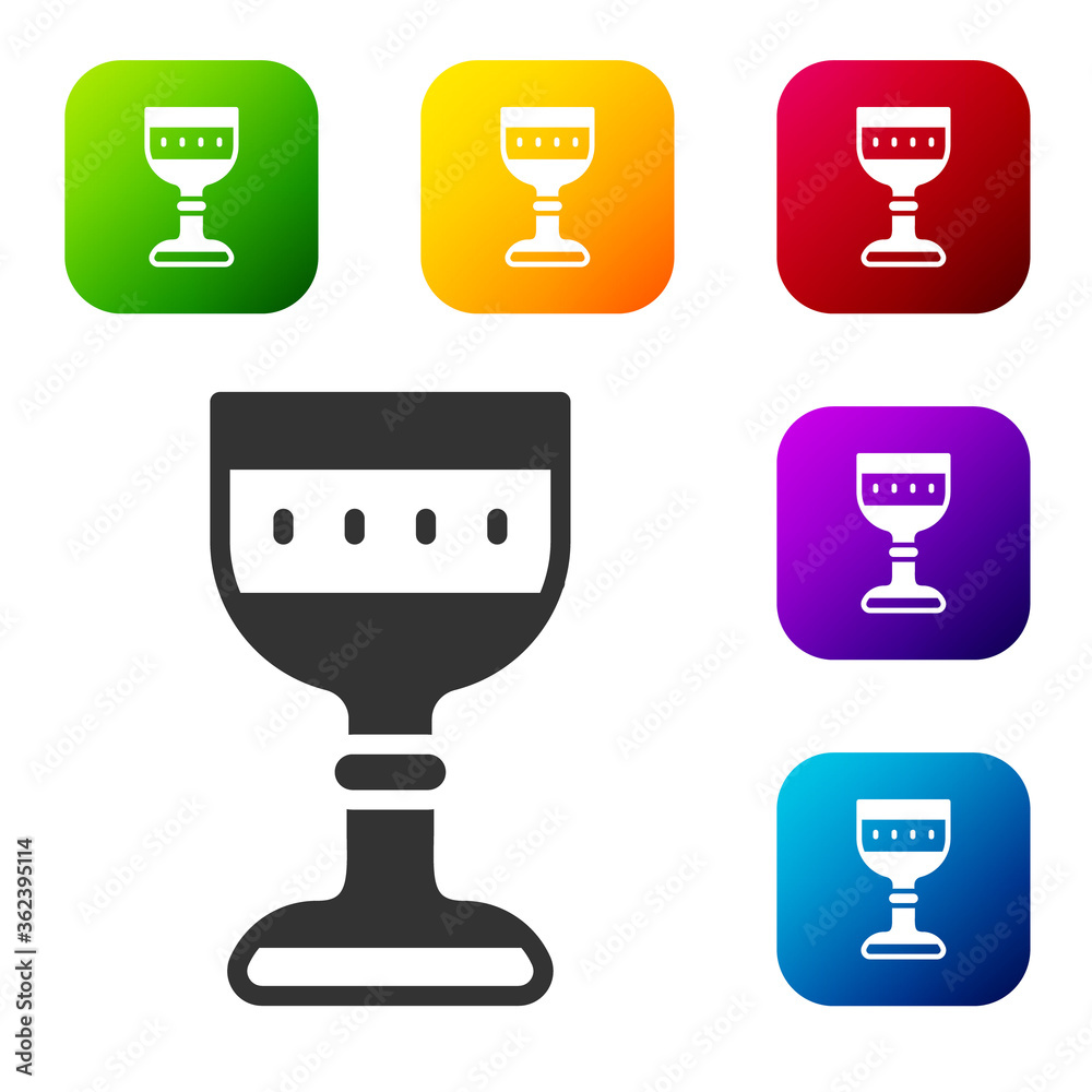 Black Medieval goblet icon isolated on white background. Set icons in color square buttons. Vector. Black Medieval goblet icon isolated on white background. Set icons in color square buttons. Vector.
