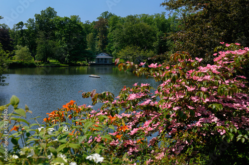 Griffins Pond with flowers and Titanic model at the Historic Halifax Public Gardens © Reimar