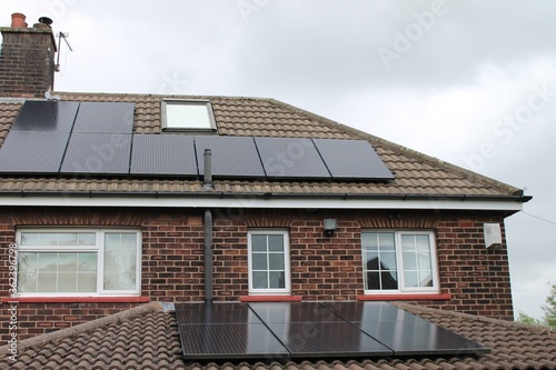 Solar panels on a house roof in the UK