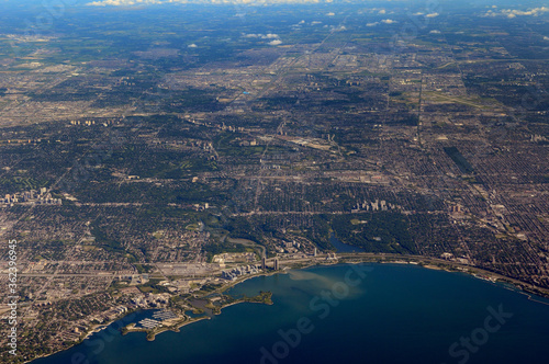 Aerial view of Toronto Humber River and Mimico Creek at Humber Bay and High Park © Reimar